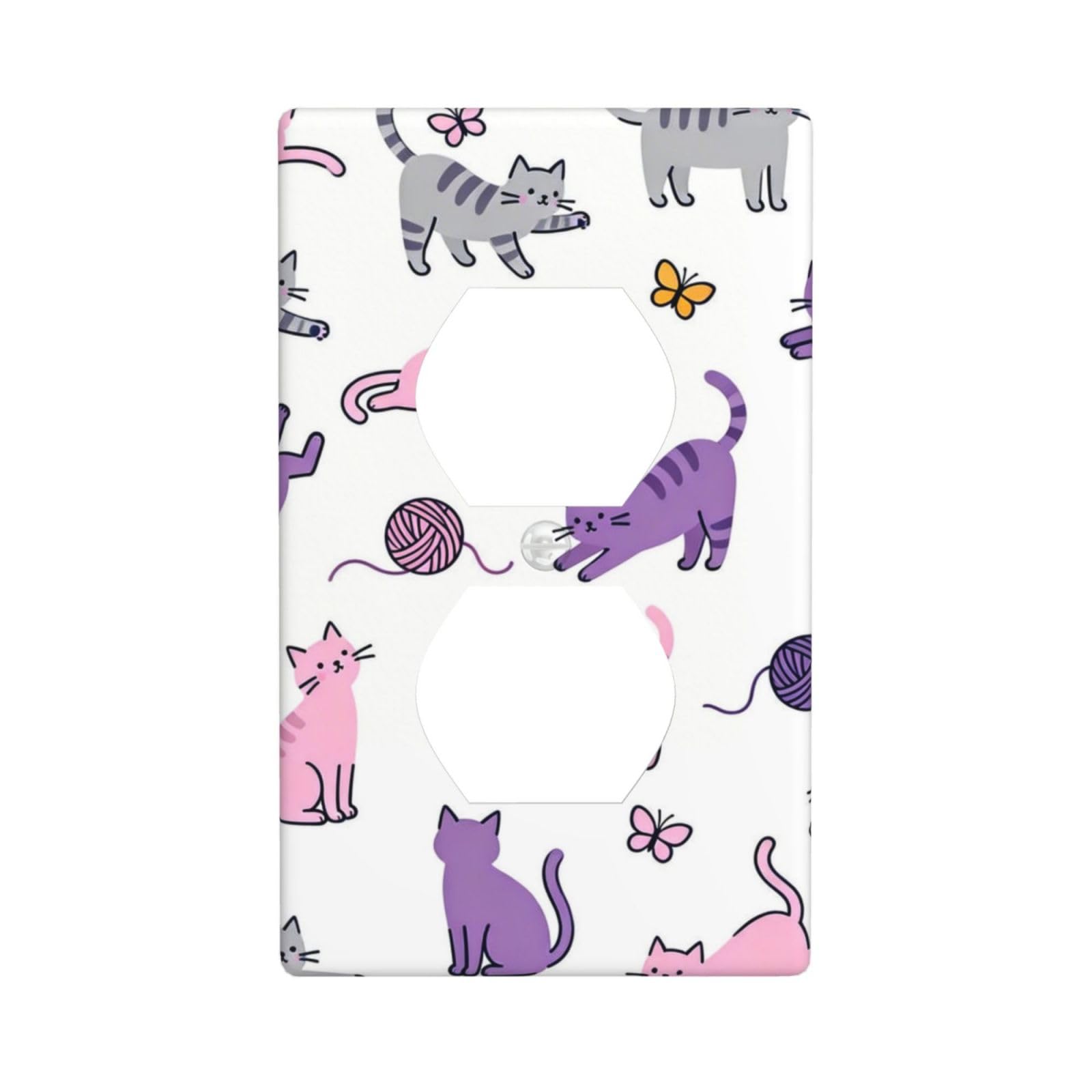 Cute Kitten Unbreakable Polycarbonate Switch Plate-1 Gang Screwless Wall Plate for Home Office