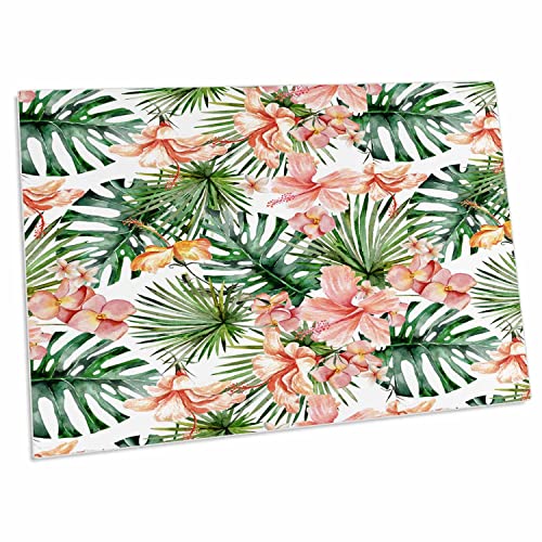 3dRose Aloha Hibiscus Flower Leaves Monstera Desk Pad miniatura 1