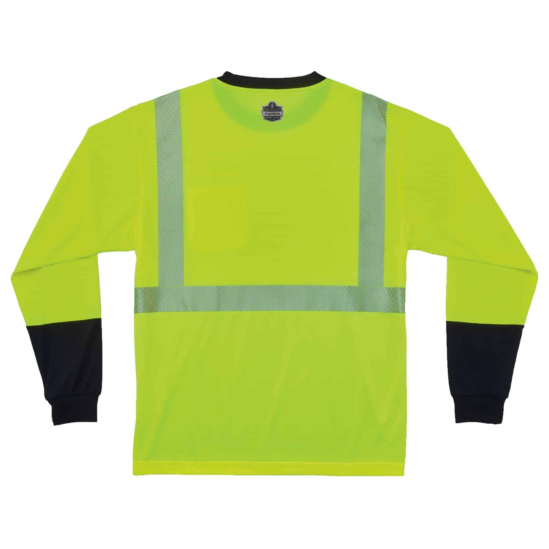 Ergodyne GloWear 8281BK ANSI Black Bottom High Visibility Long Sleeve Reflective Safety Shirt, Lime, X-Large
