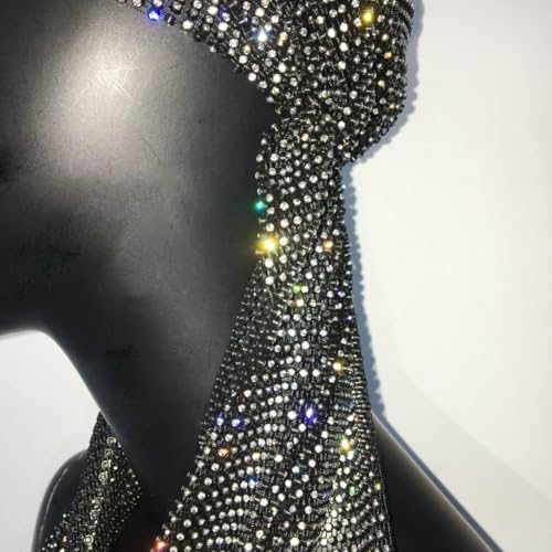 Halemet Rhinestone Head Scarf for Women Elastic Head Wrap Bling Scarf for Hair Bandana Neck Scarves Outdoor Party Accessories3