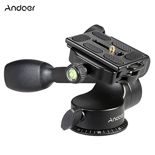 image for Andoer Camera Tripod Handle Ball Head 3-Way Fluid Head with Quick Rele