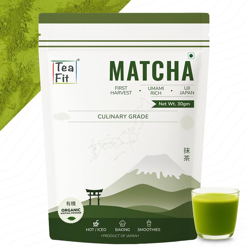 TeaFit Culinary Japanese Matcha Tea Powder, 30gm | Sourced from Uji, Japan | 100% Pure & Authentic Culinary Grade Green