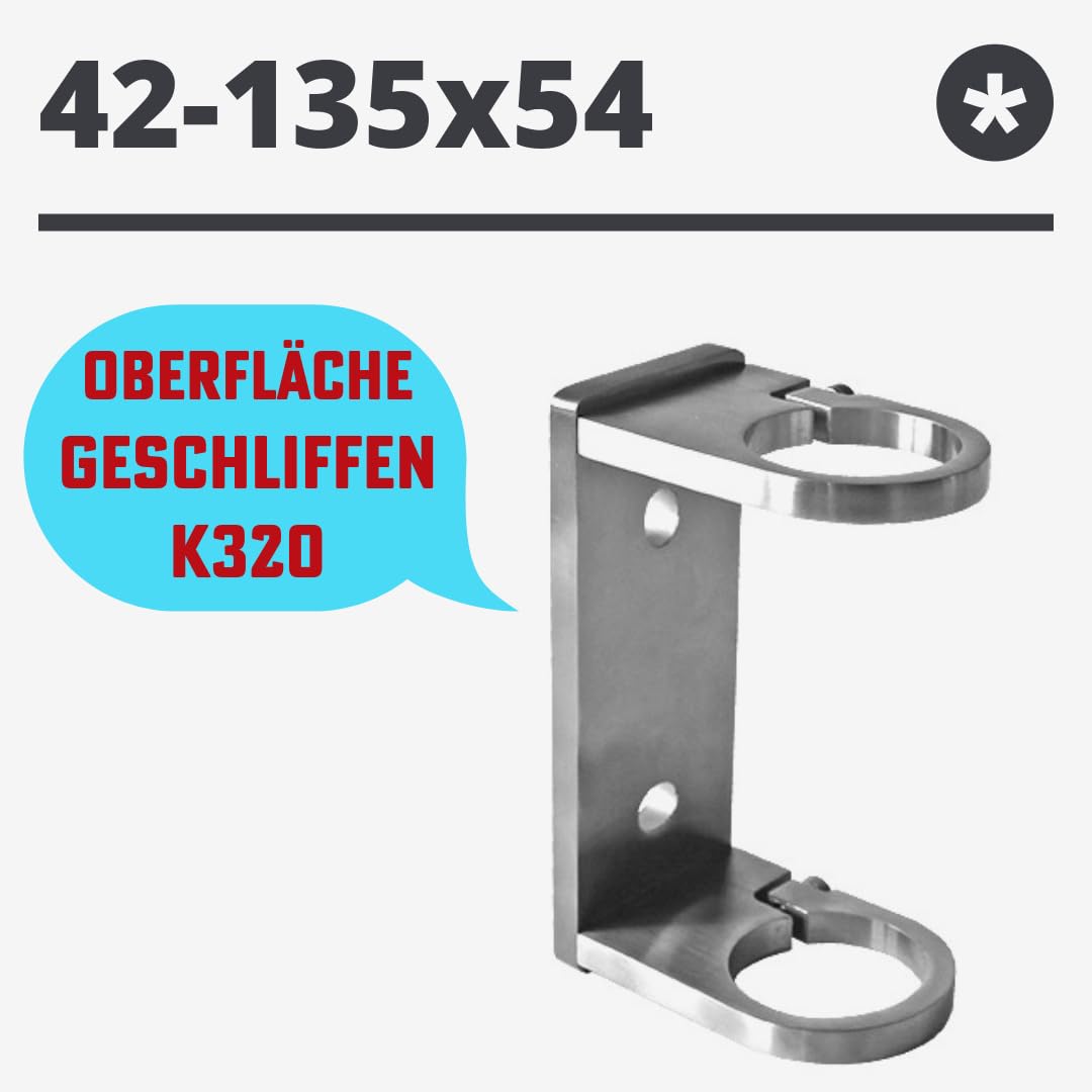 Sellon24® Anclaje de pared de acero inoxidable, redondo, poste de barandilla, 42,4 mm, ajustable, soporte de poste, conector redondo, soporte para tubos, estable, lateral, poste de pared, abrazadera