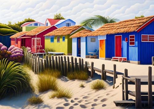 Toile murale cabane de plage 50 x 70 cm souvenir de vacances et douceur de vivre