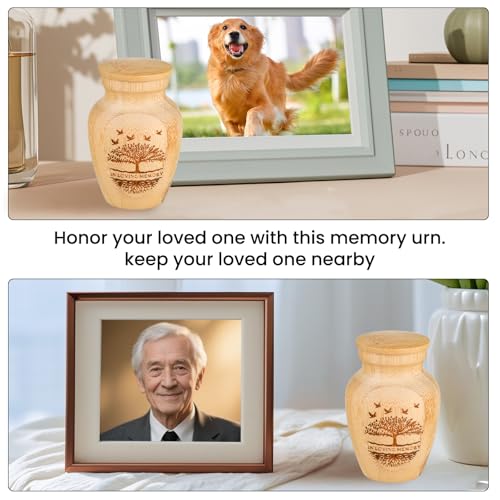 Kleine Bambus-Urne für Asche (1 Stück) – Handgefertigte Mini-Aschenkapsel 5x7,5 cm für Gedenken & Zuhause