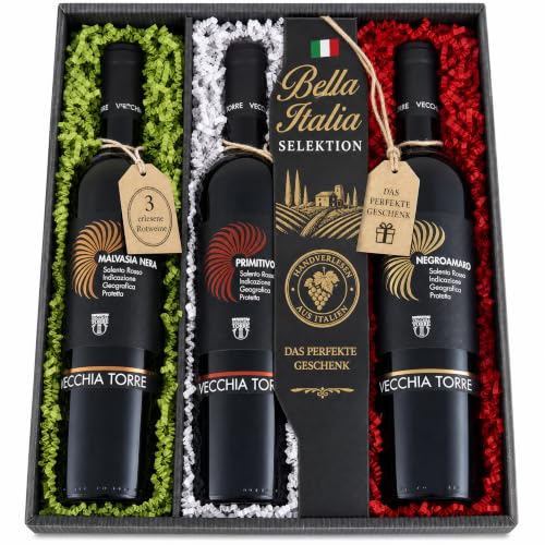 Bull & Bear Wein-Geschenkset Bella Italia 3 x 0,75l Rotwein, Weingeschenk mit...