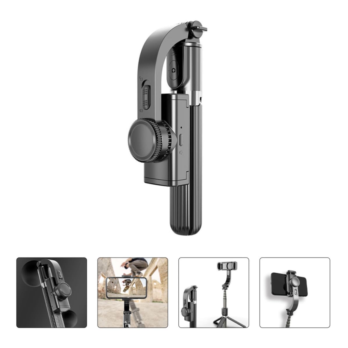 Stabilizzatore per Telefono Treppiede Selfie, Nero, Abs, 450mah