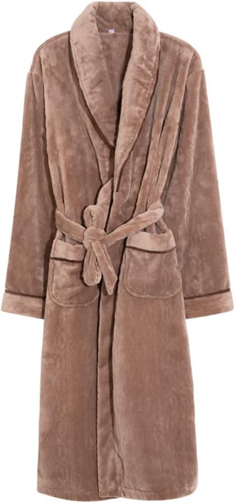 Men Casual Bathrobe Autumn Winter Flannel Long Robe Thick Warm Sleepwear Nightgown Male Loose Home Wear