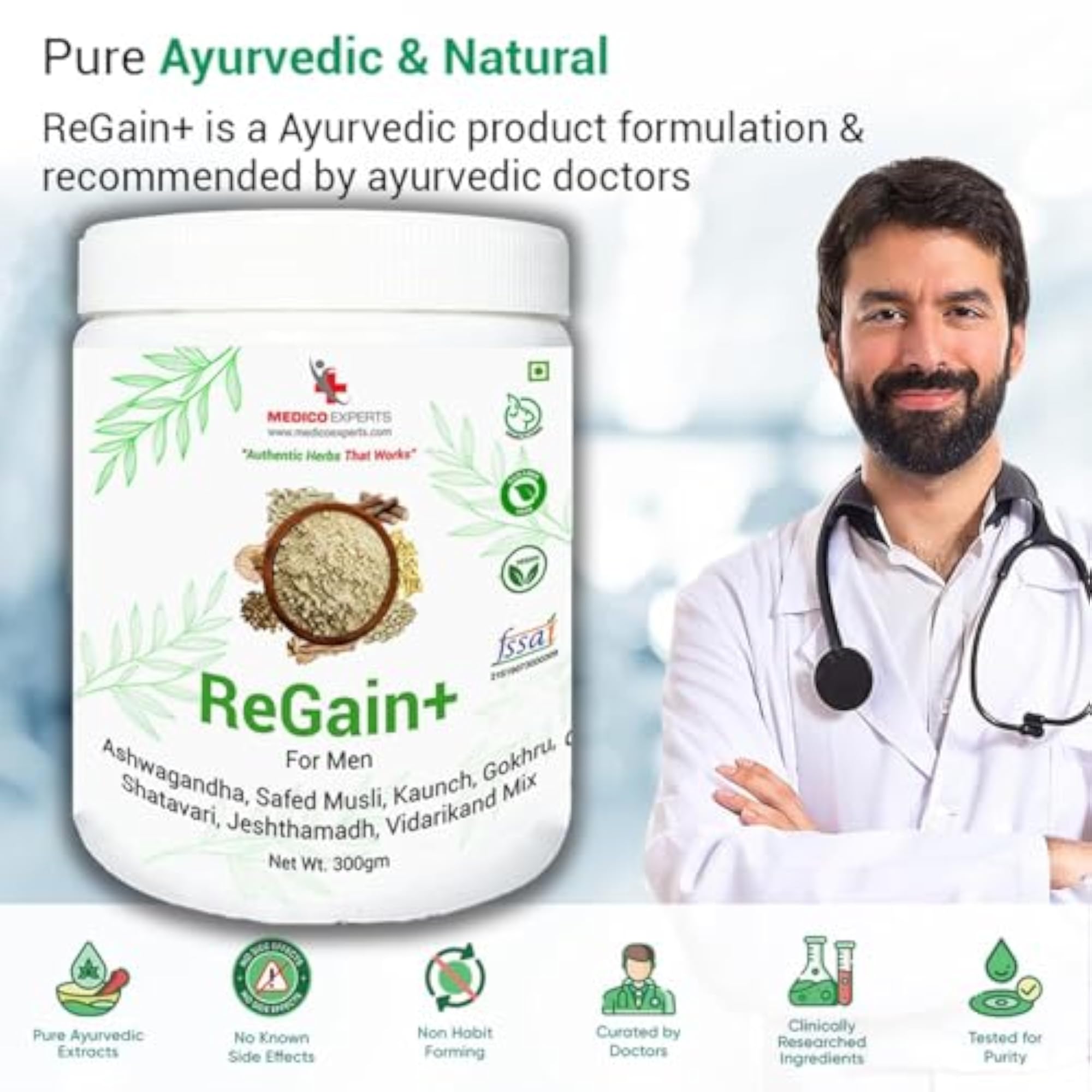 MedicoExperts ReGain+ 600gm with Ashwagandha & Herbs