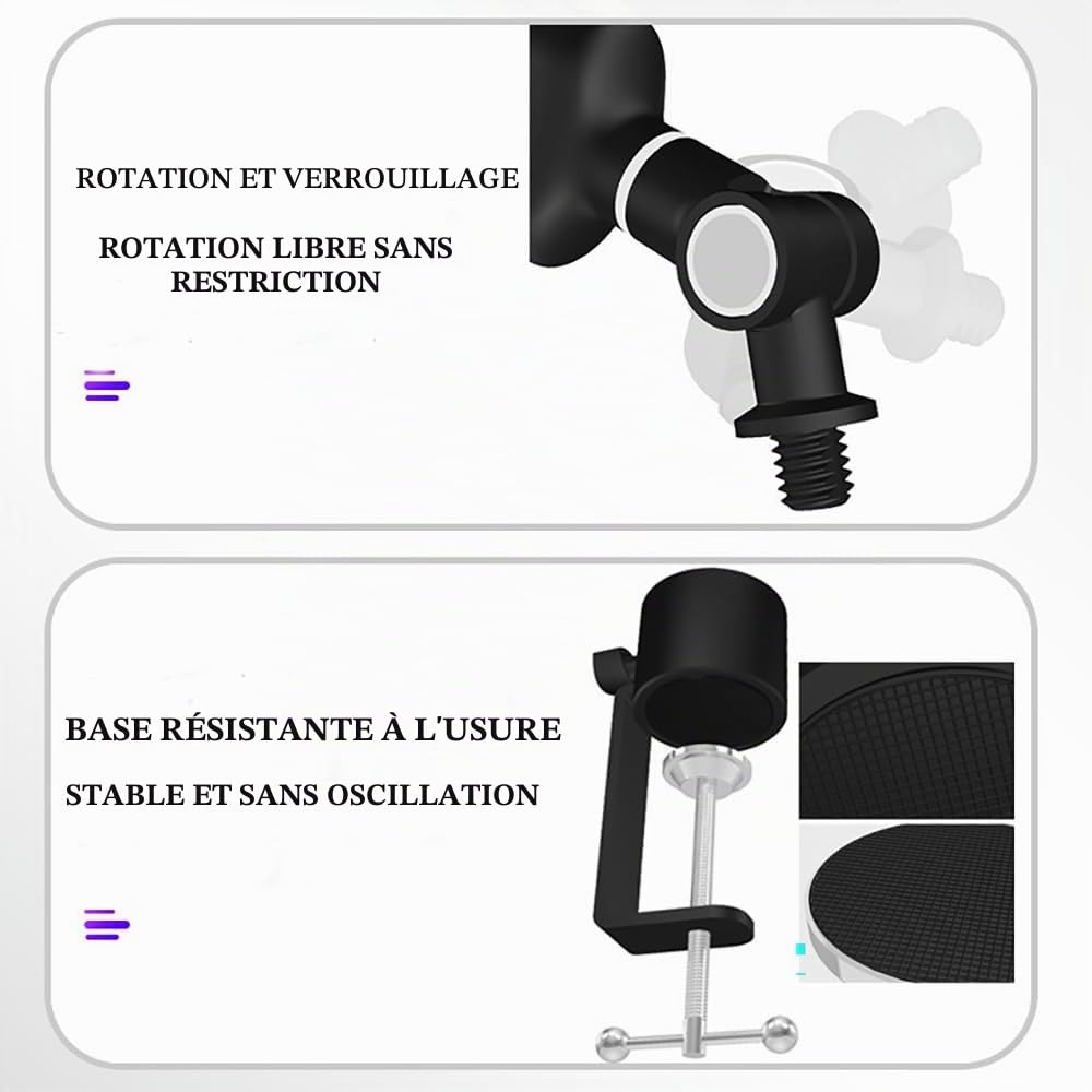 NEWFUN Bras Micro, Avec Support Stable, Bras Pivotant à 360 Degrés, Réglage en Hauteur en option et adaptateur 3/8 à 5/8, pour équipement de studio