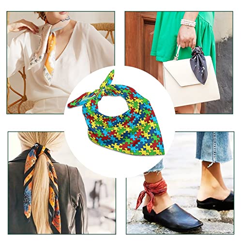 Autism Awareness Puzzle Kerchief Square Silk Like Scarf Print Turban Bandanas Party Favor Scarf Headband Handkerchiefs4