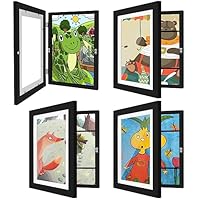 HEPFLANZE 4 Pack Kids Artwork Frames Changeable 8.5 x 11 Inch Children Art Projects Kids Art Frames Front Opening Picture Display Frame, Black