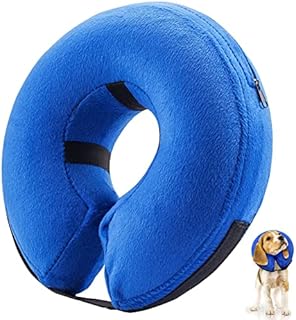 E-KOMG Dog Cone After Surgery, Protective Inflatable Collar, Blow Up Dog Collar, Pet Recovery Collar for Dogs and Cats Soft (Medium(8
