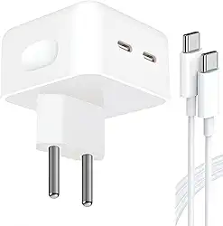 Carregador Tipo C Turbo 50W com Cabo USB-C 1M e Fonte Compatível com Iphone 15 16 Pro Max Plus Ultra Rápido PD Duas Entradas Dupla Porta 5.0