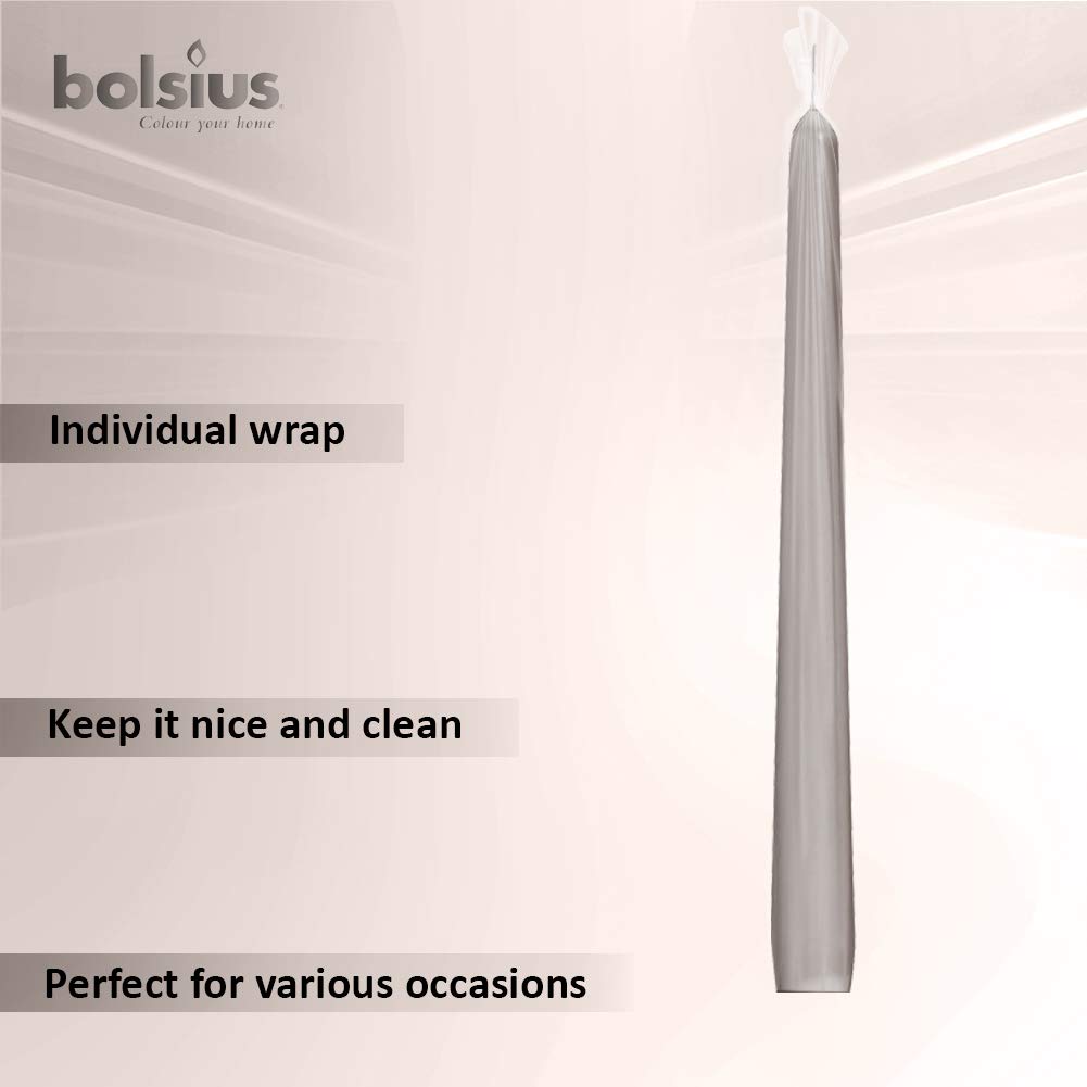 Bolsius - Juego de 12 velas sin perfume, sin goteo, sin humo, para decoración de bodas y el hogar, fiesta, restaurante, spa, iglesia, 10 pulgadas envueltas individualmente