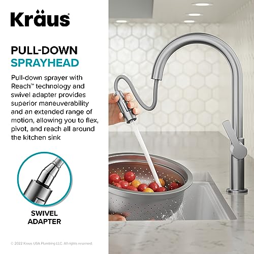KRAUS Black Stainless Steel Pull Down Kitchen Faucet KPF-2820MBSFSB - image 8