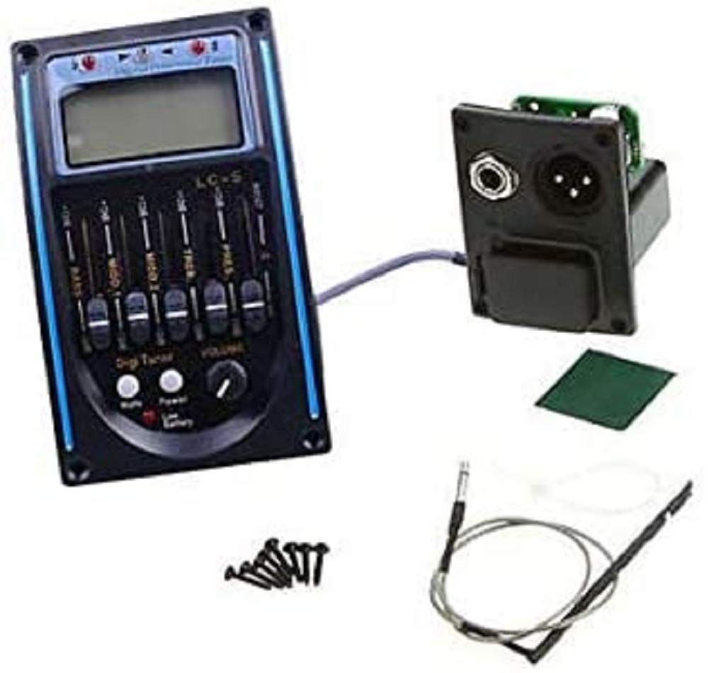 1 Set LCD 5-Band Acoustic Guitar Preamp EQ LC-5 Equalizer Tuner Piezo Pickup Blue Color
