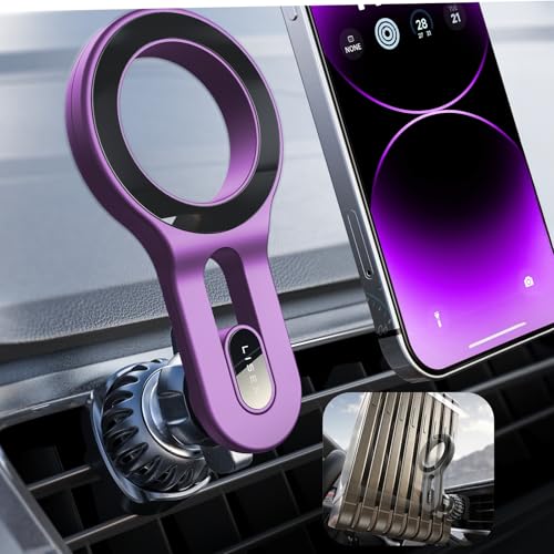 LISEN for iPhone 16 MagSafe Car Mount, [Quick Install] Magnetic Long Arm Mag Safe Car Phone Holder Vent, Car Accessories Gifts for Men Women Fit for iPhone 16 Pro Max 15 14 13 12 Plus Mini, Purple