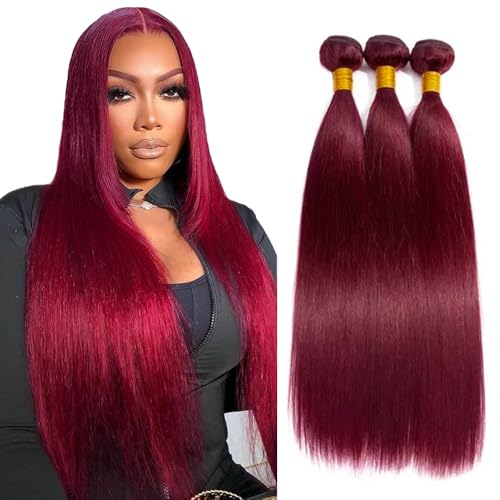 26 28 30 Inch Vinmdonm Dark Burgundy Bundles Human Hair 99J Straight3 Bundles Unprocessed Brazilian Virgin Hair Color Red Bundle