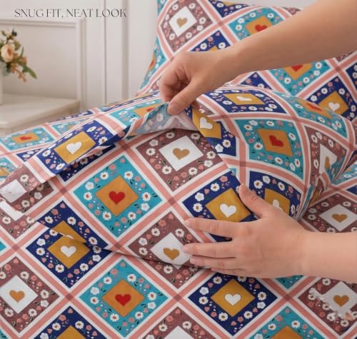 Image of IVAZA Turkish Cotton 280 TC Super Soft Warm Bedsheet Set for Single Size Bed, Durable bedsheet with 1 Pillow Cover Turquroise