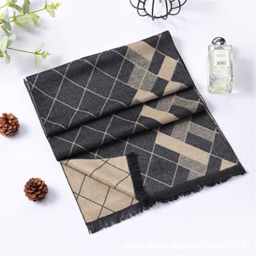 Cxdtbh Autumn And Winter Fringed Men's Scarf Plaid Brushed Cashmere Scarf To Keep Warm And Cold (Color : Gray, Size : 175 * 30Cm) #TOP23