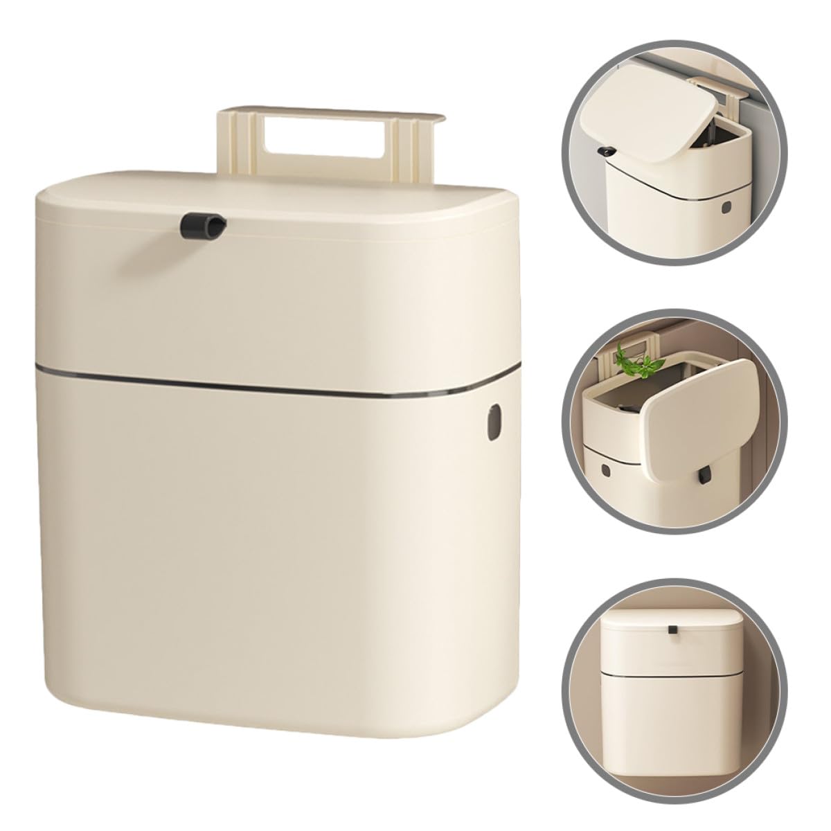 DOITOOL Hängender Schrankmülleimer 12L mit Deckel Abfalleimer Küchen und Badmülleimer Geruchsdicht Bpa Frei ohne Bohren für Recycling und Haushaltsabfälle