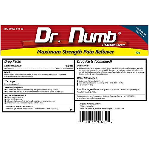 image for Dr. Numb 5% Lidocaine Numbing Cream 30g 5 Pack - Maximum Strength Tatt
