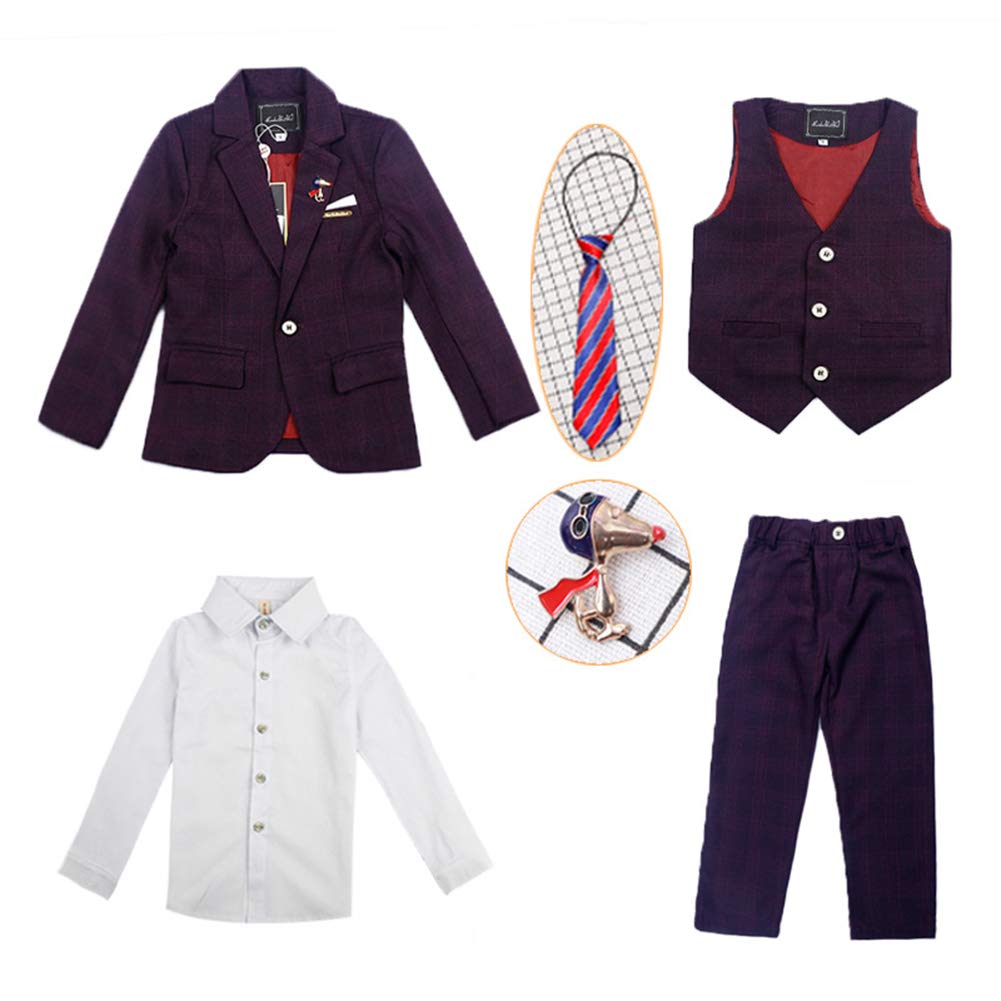 GUOCU 4 Teilig Kinder Anzug Junge Bekleidungsset Gentleman Hochzeit Anzüge
