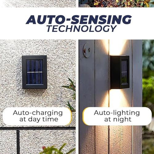 Image of KoFee Solar Wall Light Exterior Porch Lights Fence Fixture Deck Patio Decor Water Resistant Modern Sconce for Outdoor Backyard Garden (Pack of 1)