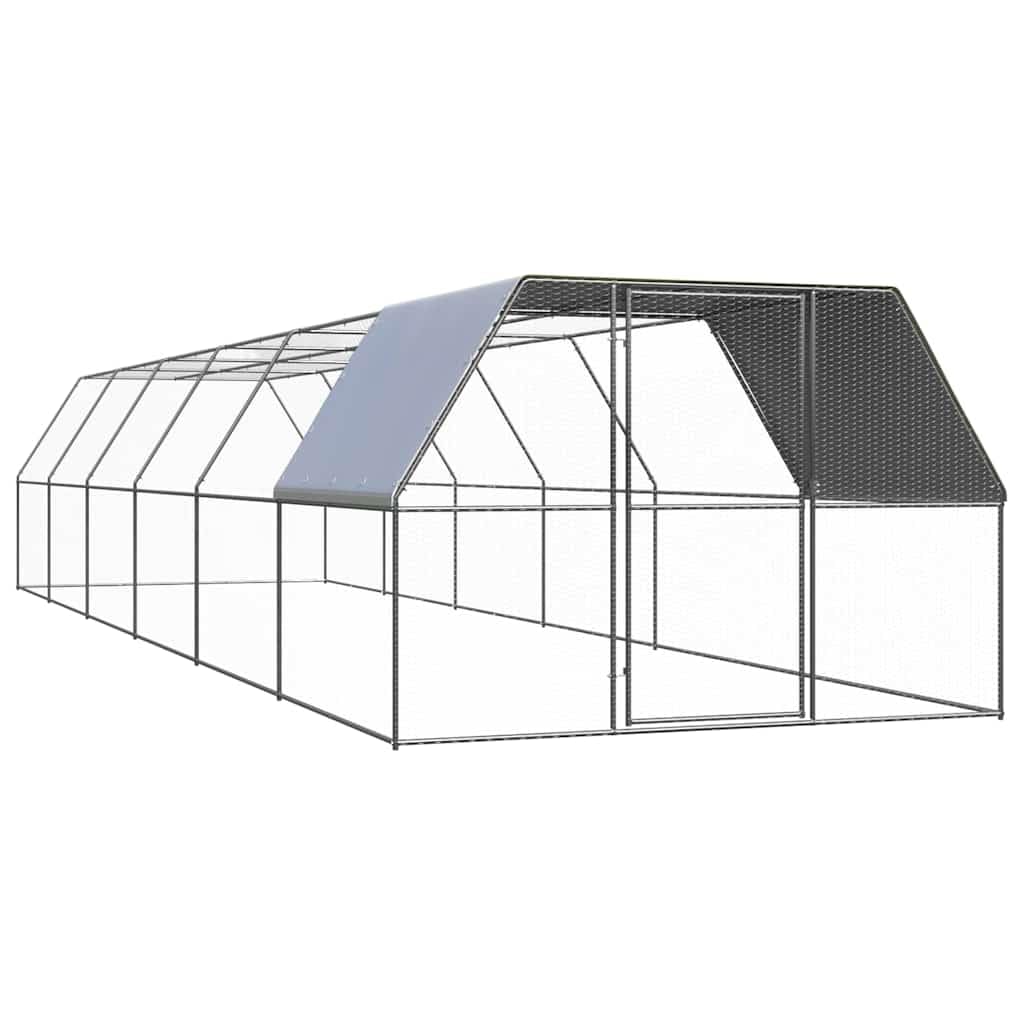 Jaula grande de 3 x 12 x 2 m de acero galvanizado para gallinas con toldo resistente al agua y puerta de cerradura para animales pequeños, pájaros, conejos, cobayas, hámsteres, ratones, ratas