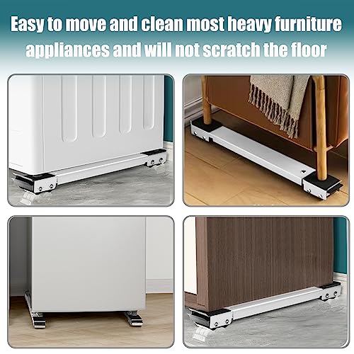 Zautool Heavy Duty Furniture Appliances Rollers, Extensible Washing Machine Base Mobile Wheels for Refrigerators, Dryers, Dishwashers and Other Heavy Objects, Non-Slip, Max Load 1100 lb, Black