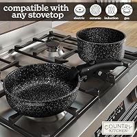 Country Kitchen Cookware Set with Removable Handle, Oven & RV Safe Pots and Pans Set, Black, Original — image 6