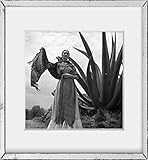 1937 Photo Frida Kahlo (Senora Diego Rivera) standing next to an agave plant, during a photo shoot for Vogue magazine, 