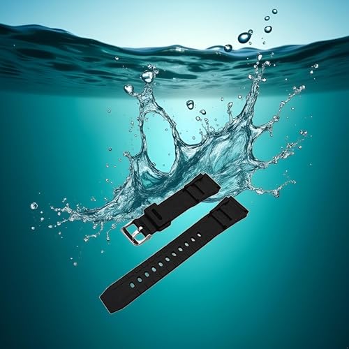 Black Silicone Replacement Watch Strap, Waterproof Wrist Watch Band with Buckle Practical Design Watch Bands Smartwatches Quick Release Leather Strap 18mm