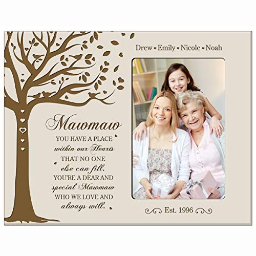 LifeSong Milestones Personalized from Son, Grandson, Nephew Solid Wood Vertical Frames Family Keepsake 8”x10” Holds 4”x6” Photo You Have A Place Mawmaw (Ivory)