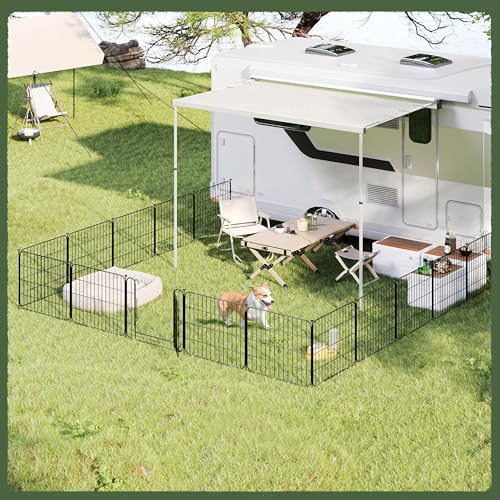 Yaheetech Welpenlaufstall 16-teilig 50 cm hoch, Laufstall mit Tür für Hunde Wohnung und Garten, DIY Hundepark für drinnen und draußen, Faltbares Welpenfreigehege Zaun Gitter