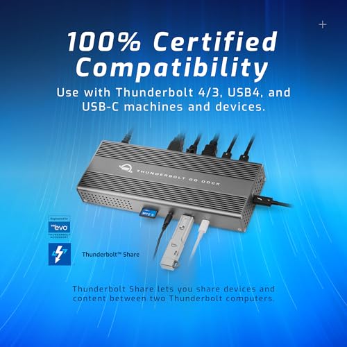 Image of OWC Thunderbolt Go Dock, 11 Ports, Built in Power Supply, 90W Charging, TB4 (USB-C), USB, HDMI, 2.5GbE, SD, Also Compatible with USB-C Devices, Supports Thunderbolt Share