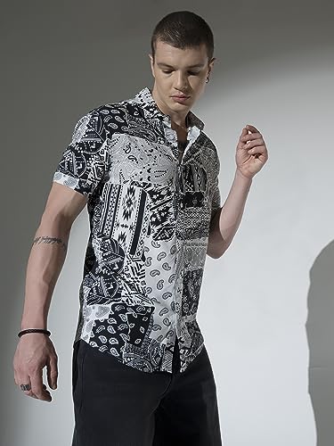 Image of Hubberholme Men's Rayon Relaxed Fit Printed Half Sleeve Resort Shirt