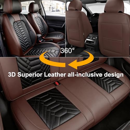 Image of Foneso Full Set Seat Covers for GMC Sierra Truck | Leather Car Seat Cover for Chevy Silverado 1500 2500HD 3500HD 2007-2026, Custom Fit Crew Double Extended Regular Cab