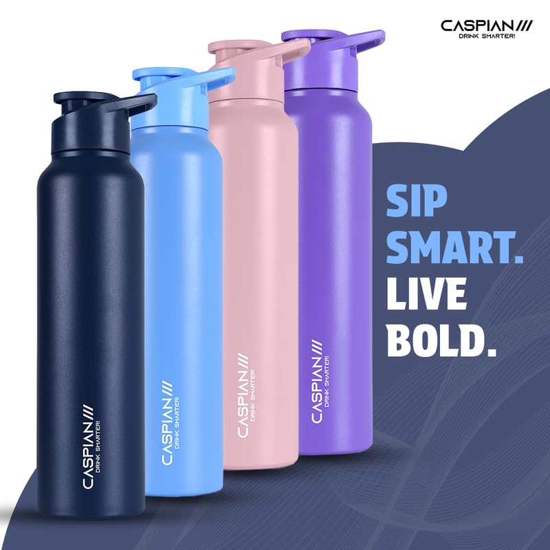 Image of CASPIAN / / / Hike Stainless Steel Customize Sipper Water Bottle Leak Proof Thunder for Fridge Home Office Travel School Kids Boys Girls Adults Sports Gym Yoga (R PBlue 1 Litre, Set of 1)