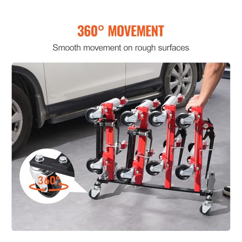 Image of VEVOR Car Dolly Rack, Storage Rack with 360 Rotatable Wheels, Hydraulic Ratchet Trolley Jack Stand Organizer, Jack Stands Holder Storage Rack, 4-Dolly Capacity, Compatible with Most Dollies