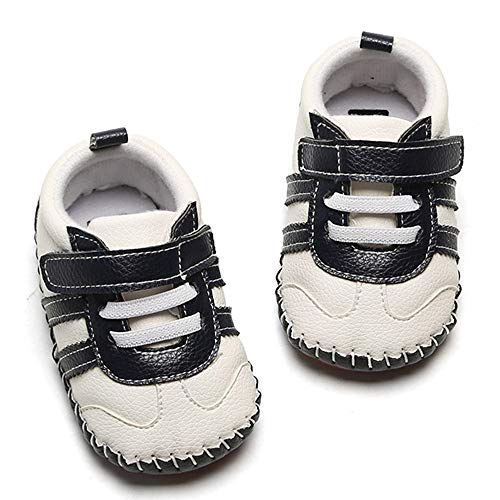 Image of HsdsBebe Baby Boys Girls Pu Leather Hard Bottom Walking Sneakers Toddler Rubber Sole First Walkers Infant Cartoon Slippers Crib Shoes