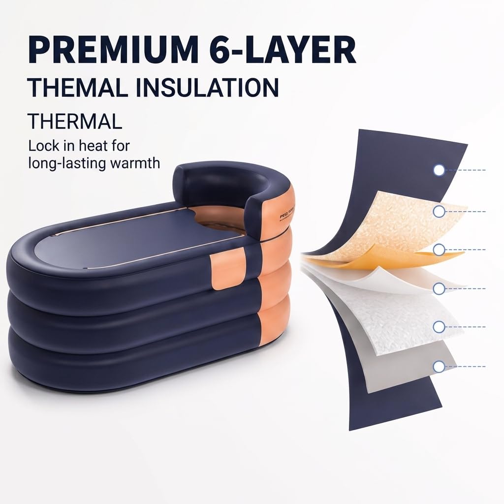 Bañera Inflable, Inflable Plegable Móvil Independiente Bañera para Adultos y Ducha para Camping Viajes Spa