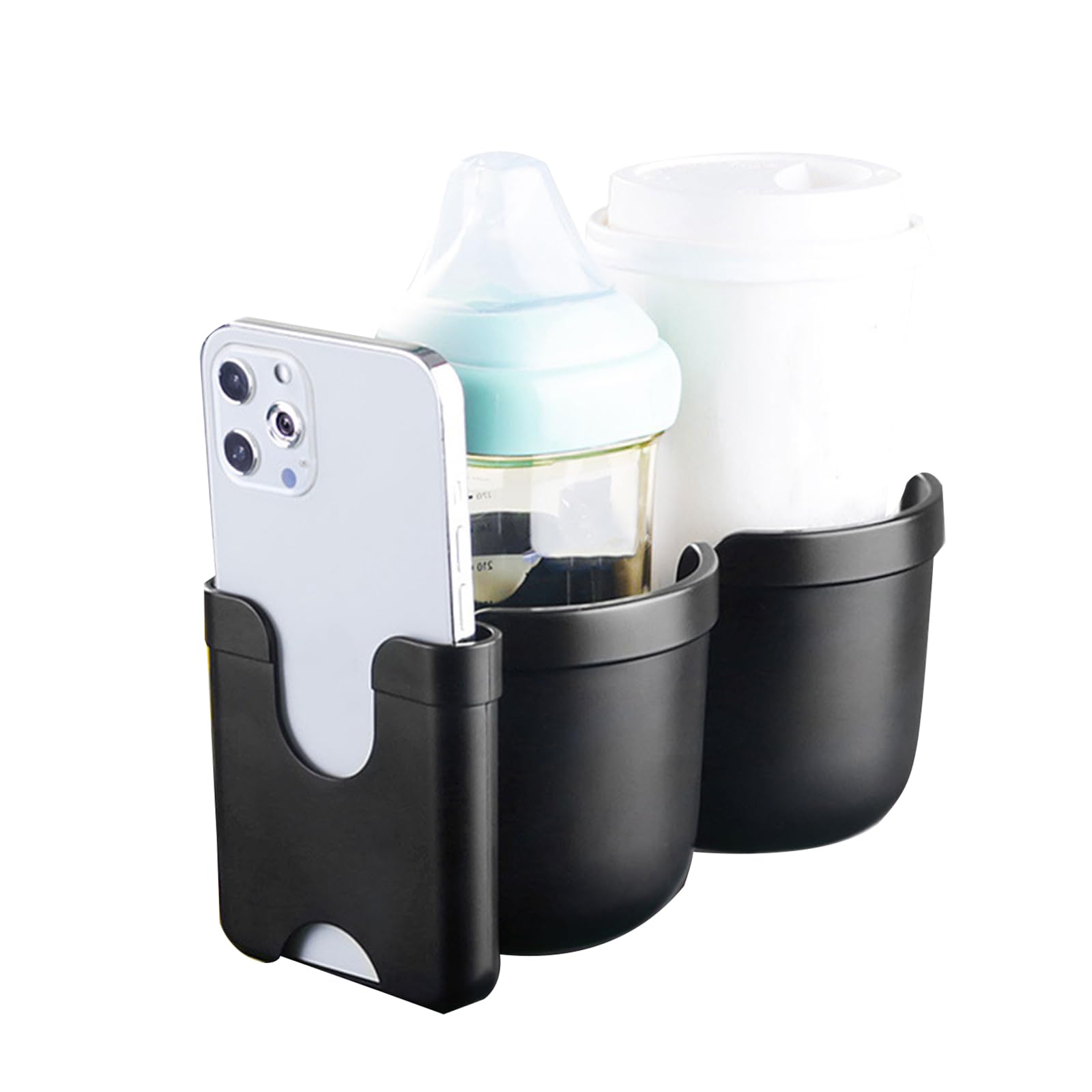 Porte-gobelet double rotatif pour poussette avec support de téléphone portable