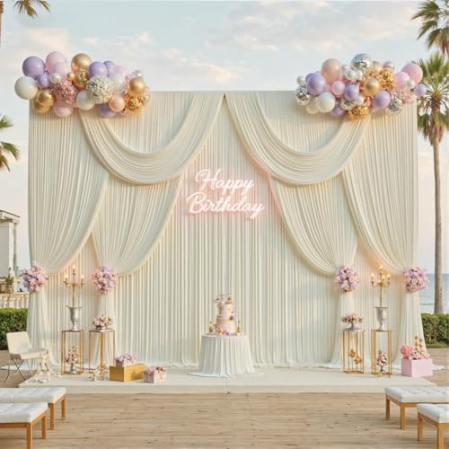 gogoparti 40x20FT Ivory Ceiling Drapes for Weddings Parties - 8 Panels of 5x20FT Wrinkle Free Silk Ivory Drapes for Tent Canopy, Weddings, Birthdays, Parties, Tent & Event Decoration by gogoparti - Image 3