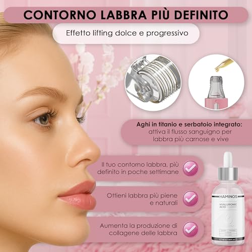 Haminos Pack Labbra Volume & Idratazione: Derma Roller Con Serbatoio 0,25 Mm + Siero All’Acido Ialuronico 50 Ml - 5