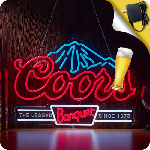 Image of Large Size Crs Banquet Beer Neon Sign Bar Led Light, Size: 24 X 18 Inch | 12v Neon Sign with Dimmer AC Adaptor for Wall Decor Man Cave Bar Pub Restaurant Party Gift Wall Art