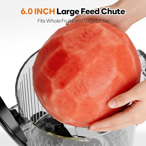 Image of Aeitto 3-in-1 Cold Press Juicer for Juice, Nut Milk & Sorbet - Filter-Free Design for Effortless Cleaning, 6.0 inch Extra Large Chute Fits Whole Fruits & Vegetables, Juicer Machines High Yield, With Brush
