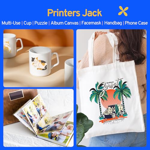 Image of Printers Jack Sublimation Ink & 150 Sheet Sublimation Paper 8.5x11'' 120G, Heat Tape Compatible for Inkjet Printer ET-2800 ET-15000 ET-2803 ET-2760 ET-2400 ET-4700 ET-4800 ET-2720