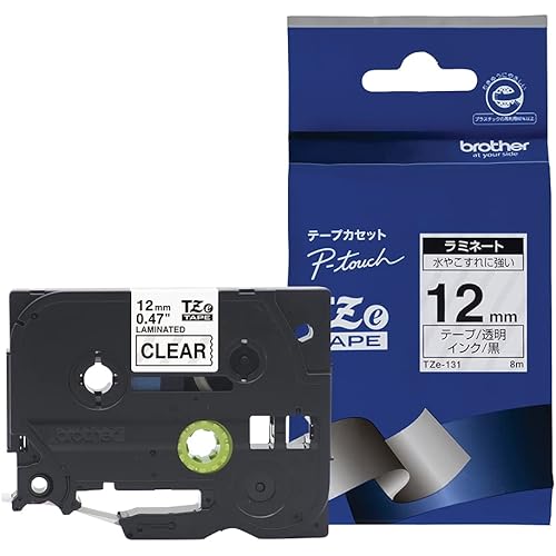 Brother TZe-131 Labelling Tape Cassette, Black on Clear, 12 mm (W) x 8 m (L), Laminated, Brother Genuine Supplies